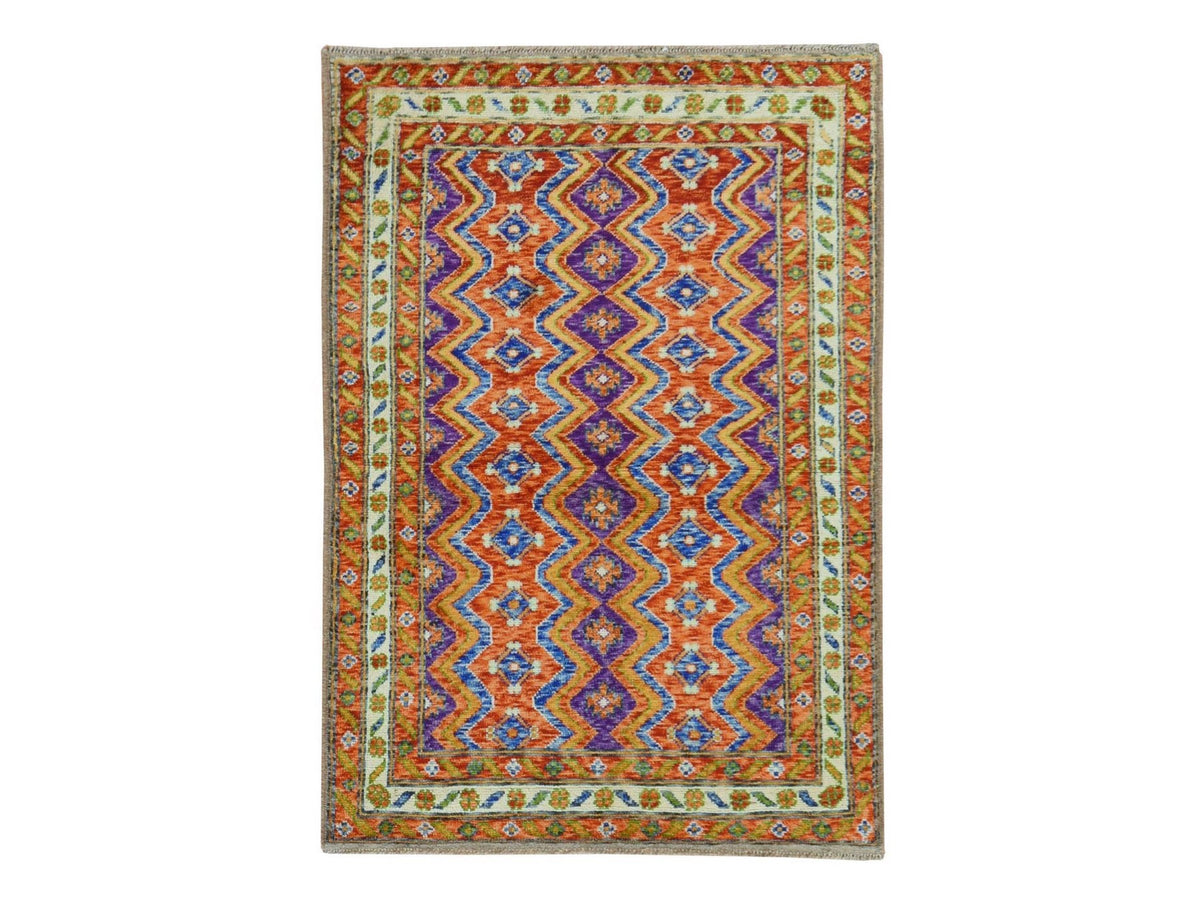 Baluch Tribal hand-knotted wool rug in Orange, 4' x 5'10", SKU O078798
