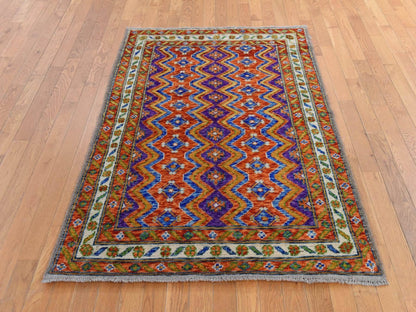 Baluch Tribal hand-knotted wool rug in Orange, 4' x 5'10", SKU O078798 (view 2)