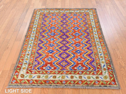 Baluch Tribal hand-knotted wool rug in Orange, 4' x 5'10", SKU O078798 (view 3)