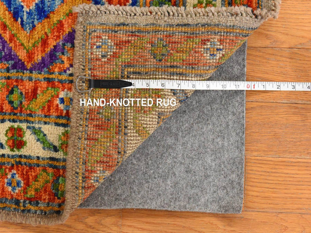 Baluch Tribal hand-knotted wool rug in Orange, 4' x 5'10", SKU O078798 (view 6)