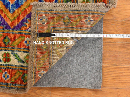 Baluch Tribal hand-knotted wool rug in Orange, 4' x 5'10", SKU O078798 (view 6)