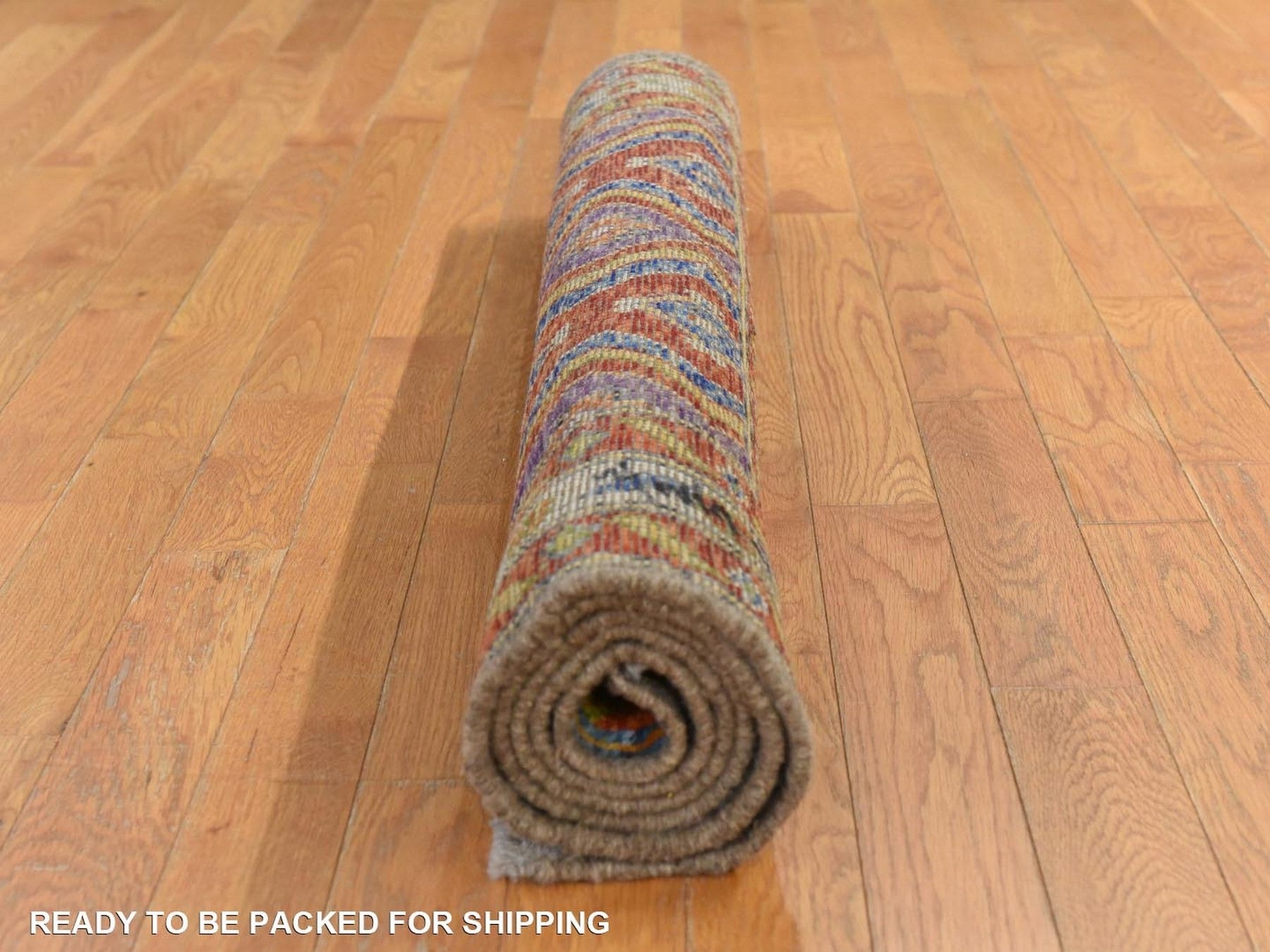 Baluch Tribal hand-knotted wool rug in Orange, 4' x 5'10", SKU O078798 (view 8)