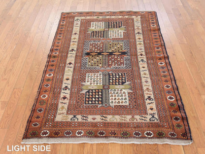 Persian Tribal hand-knotted wool rug in Brown, 4' x 5'10", SKU O078799 (view 3)