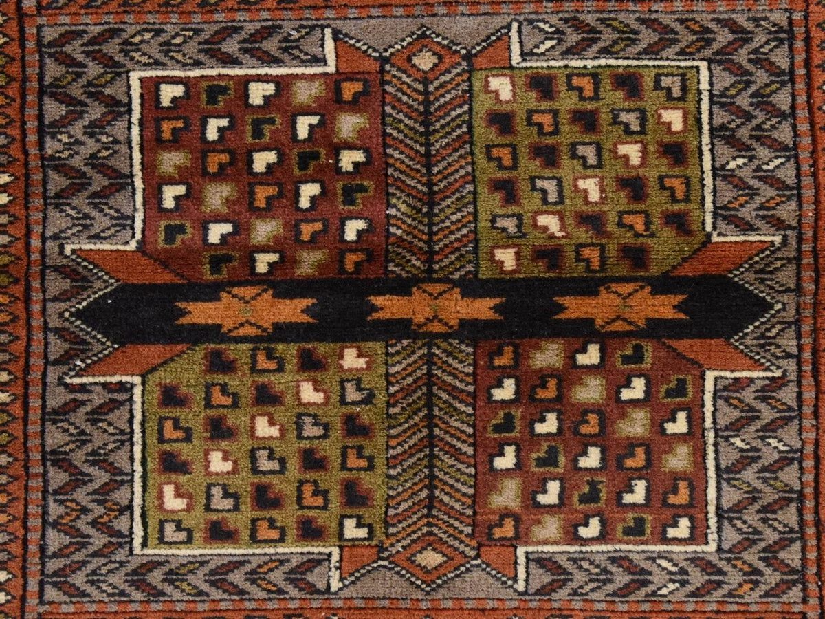 Persian Tribal hand-knotted wool rug in Brown, 4' x 5'10", SKU O078799 (view 4)