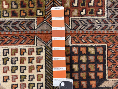 Persian Tribal hand-knotted wool rug in Brown, 4' x 5'10", SKU O078799 (view 5)