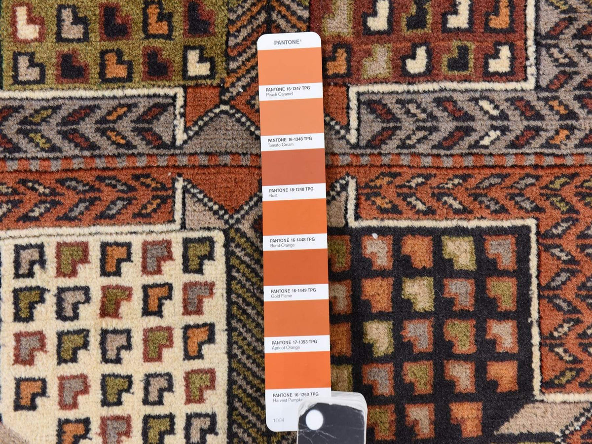 Persian Tribal hand-knotted wool rug in Brown, 4' x 5'10", SKU O078799 (view 5)