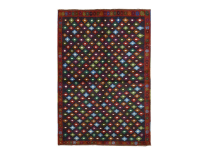 Baluch Tribal hand-knotted wool rug in Black, 4'1" x 6', SKU O078800