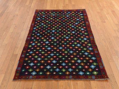 Baluch Tribal hand-knotted wool rug in Black, 4'1" x 6', SKU O078800 (view 2)