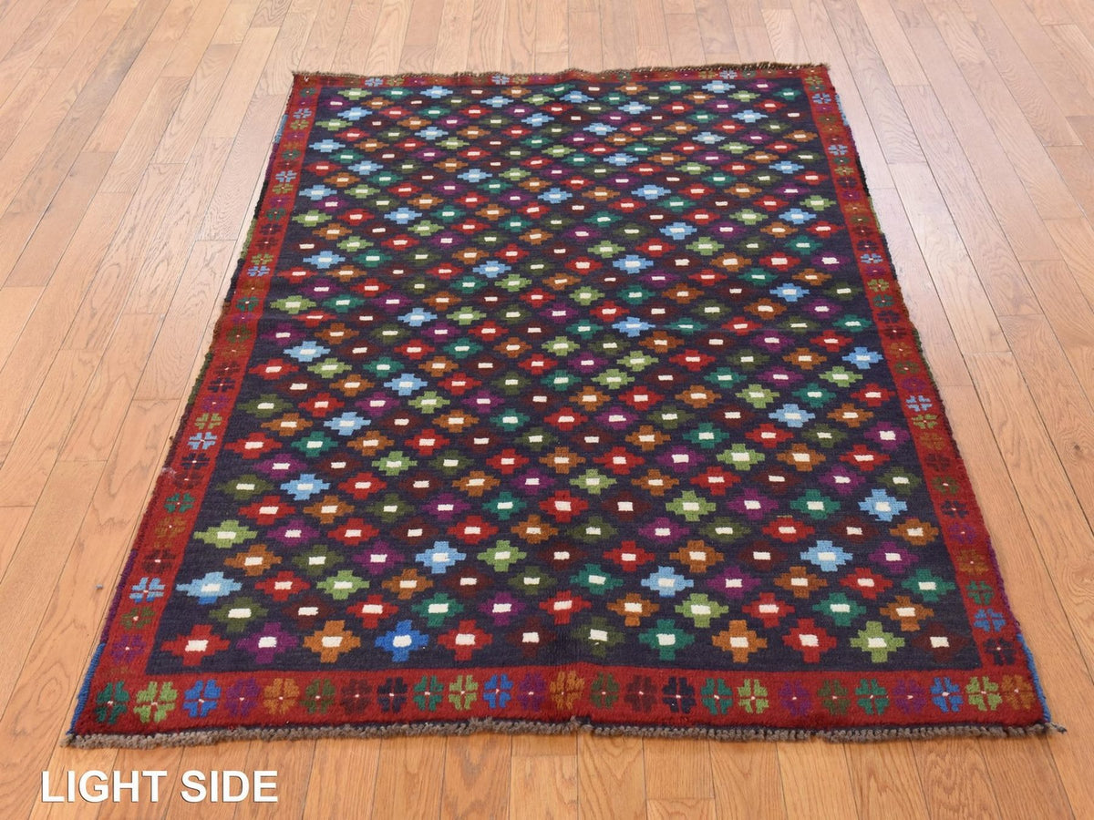 Baluch Tribal hand-knotted wool rug in Black, 4'1" x 6', SKU O078800 (view 3)