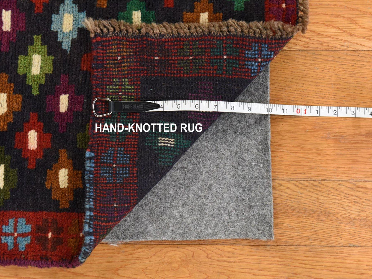 Baluch Tribal hand-knotted wool rug in Black, 4'1" x 6', SKU O078800 (view 6)