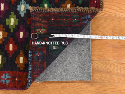 Baluch Tribal hand-knotted wool rug in Black, 4'1" x 6', SKU O078800 (view 6)