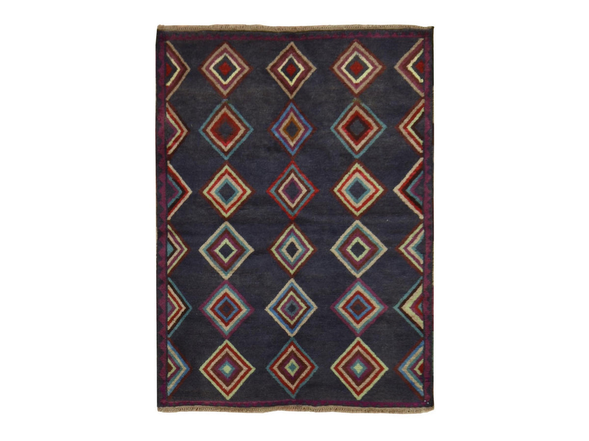 Baluch Tribal hand-knotted wool rug in Blue, 4'2" x 5'7", SKU O078801