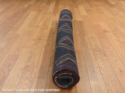 Baluch Tribal hand-knotted wool rug in Blue, 4'2" x 5'7", SKU O078801 (view 8)
