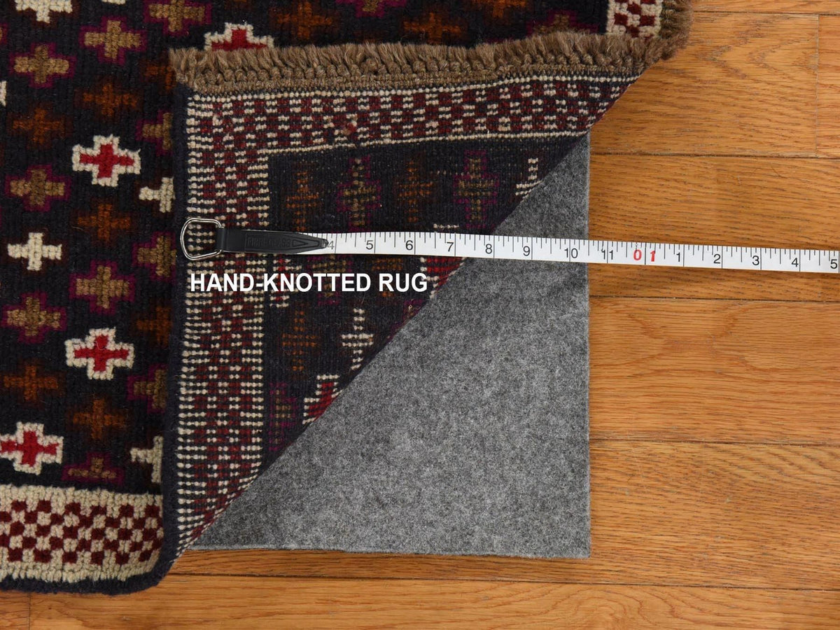 Baluch Tribal hand-knotted wool rug in Blue, 3'4" x 4'6", SKU O078802 (view 6)