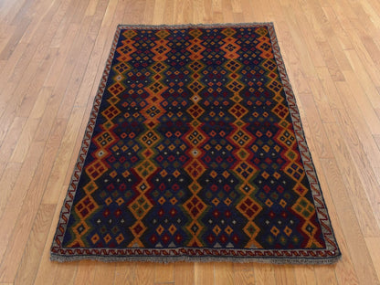 Baluch Tribal hand-knotted wool rug in Blue, 4'1" x 5'8", SKU O078803 (view 2)