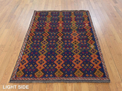 Baluch Tribal hand-knotted wool rug in Blue, 4'1" x 5'8", SKU O078803 (view 3)