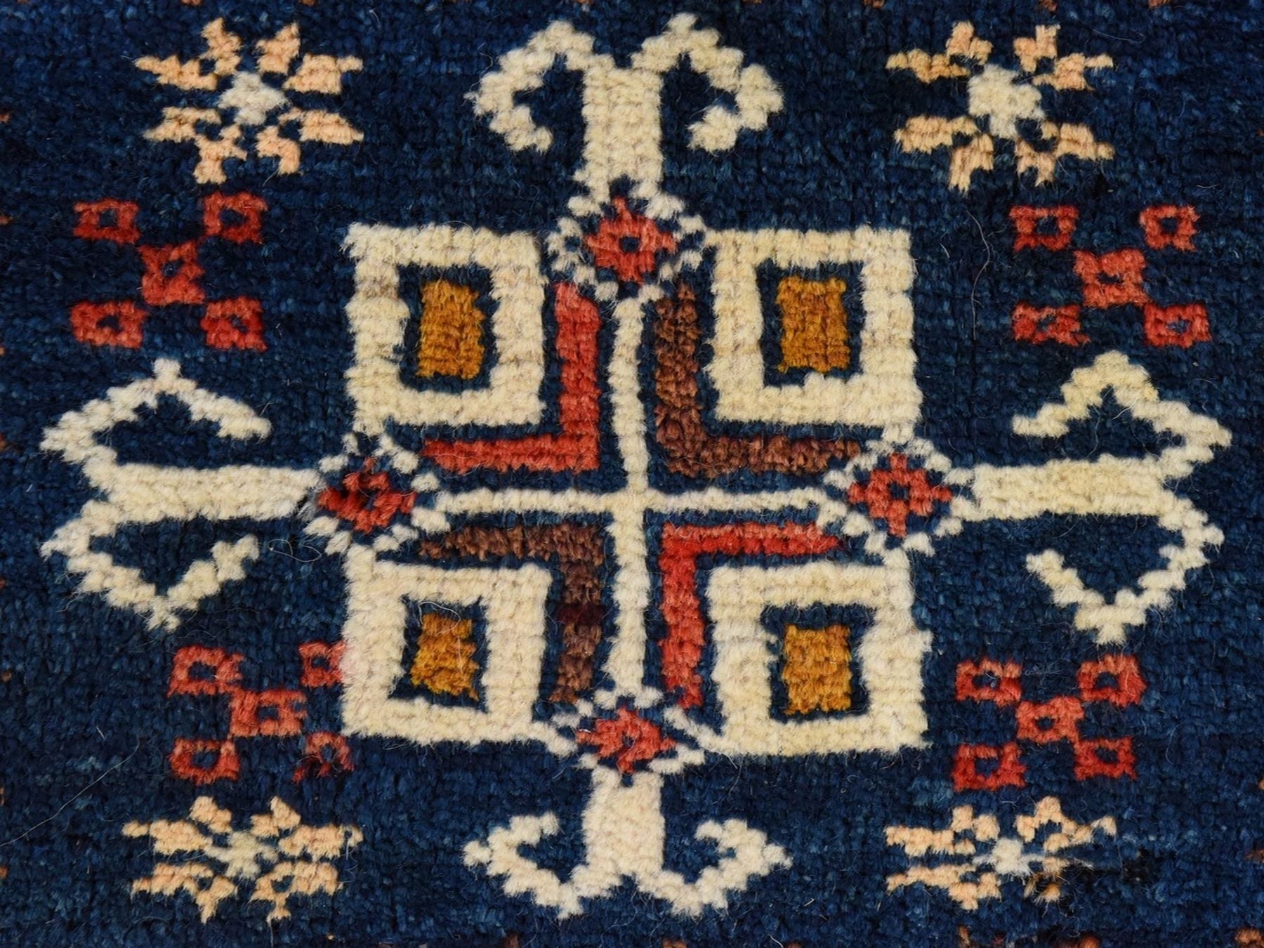 Antique hand-knotted wool rug in Blue, 1'3" x 1'4", SKU O078804 (view 4)