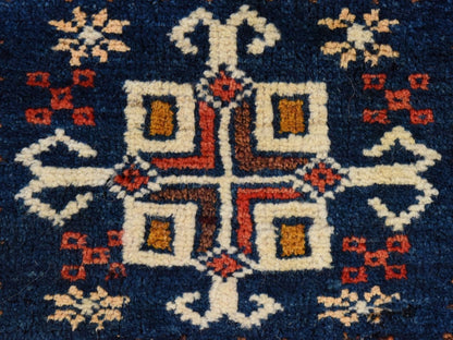 Antique hand-knotted wool rug in Blue, 1'3" x 1'4", SKU O078804 (view 4)