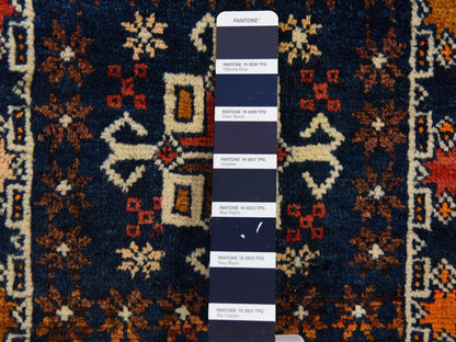 Antique hand-knotted wool rug in Blue, 1'3" x 1'4", SKU O078804 (view 5)