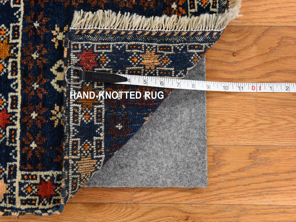 Antique hand-knotted wool rug in Blue, 1'3" x 1'4", SKU O078804 (view 6)