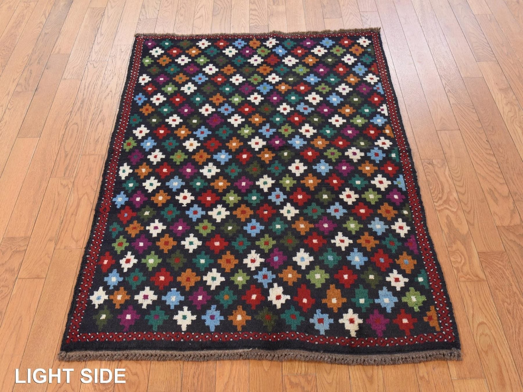 Baluch Tribal hand-knotted wool rug in Blue, 3'4" x 4'8", SKU O078805 (view 3)