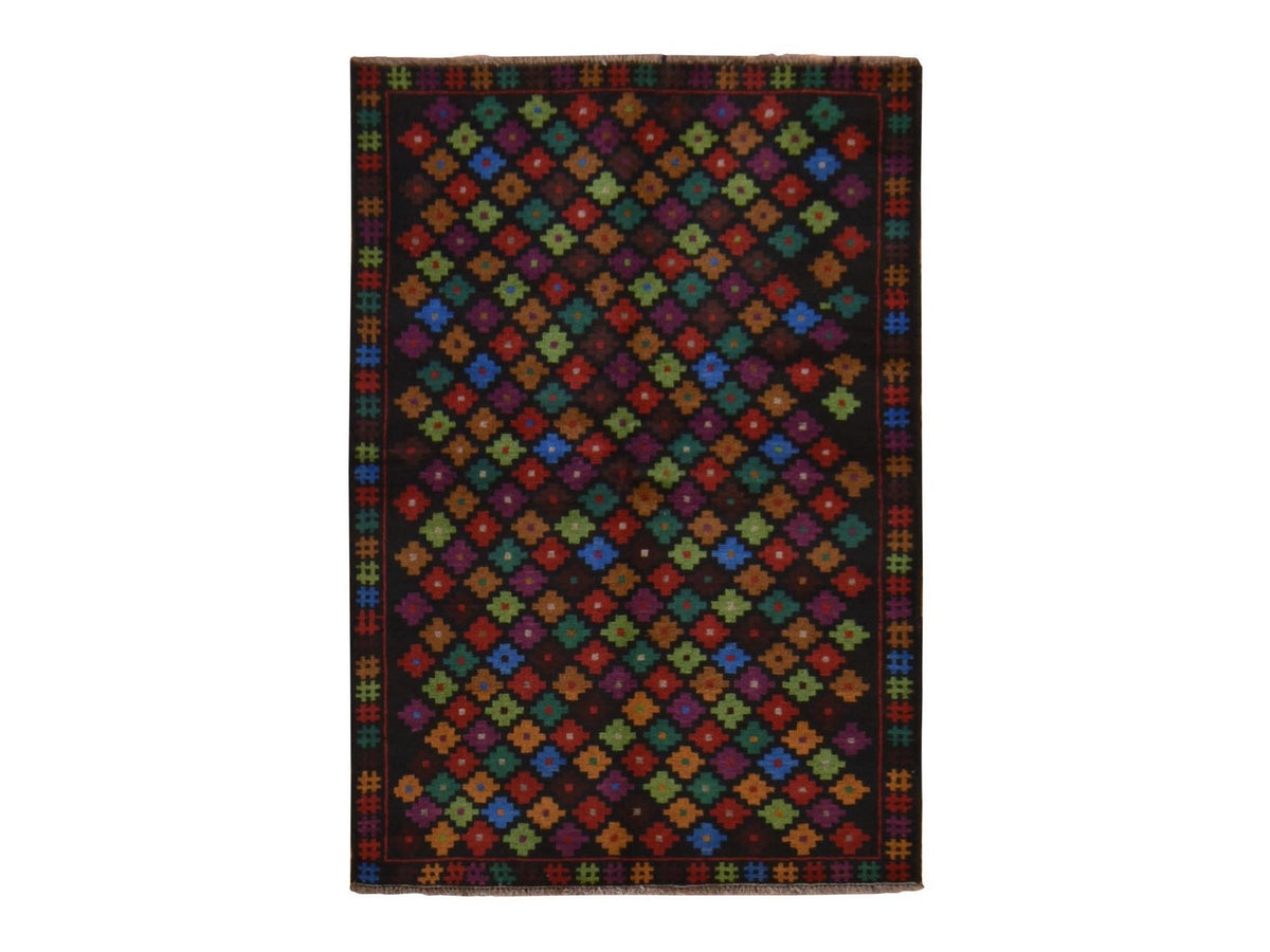 Baluch Tribal hand-knotted wool rug in Black, 3'5" x 5', SKU O078806