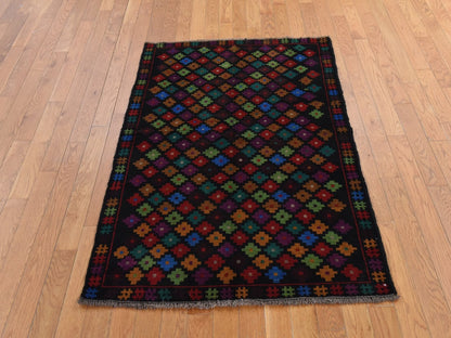 Baluch Tribal hand-knotted wool rug in Black, 3'5" x 5', SKU O078806 (view 2)