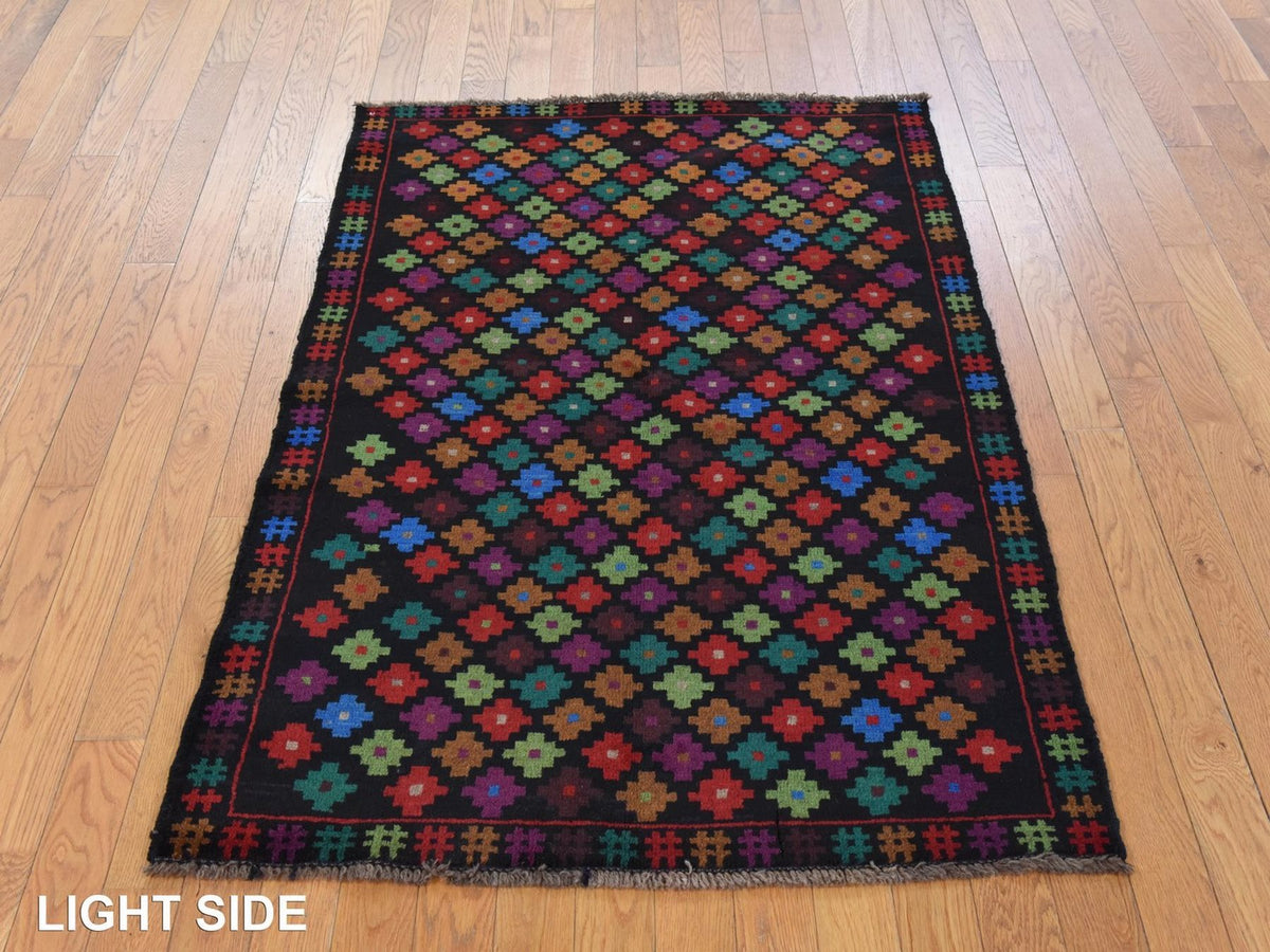 Baluch Tribal hand-knotted wool rug in Black, 3'5" x 5', SKU O078806 (view 3)