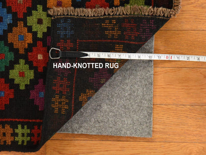Baluch Tribal hand-knotted wool rug in Black, 3'5" x 5', SKU O078806 (view 6)