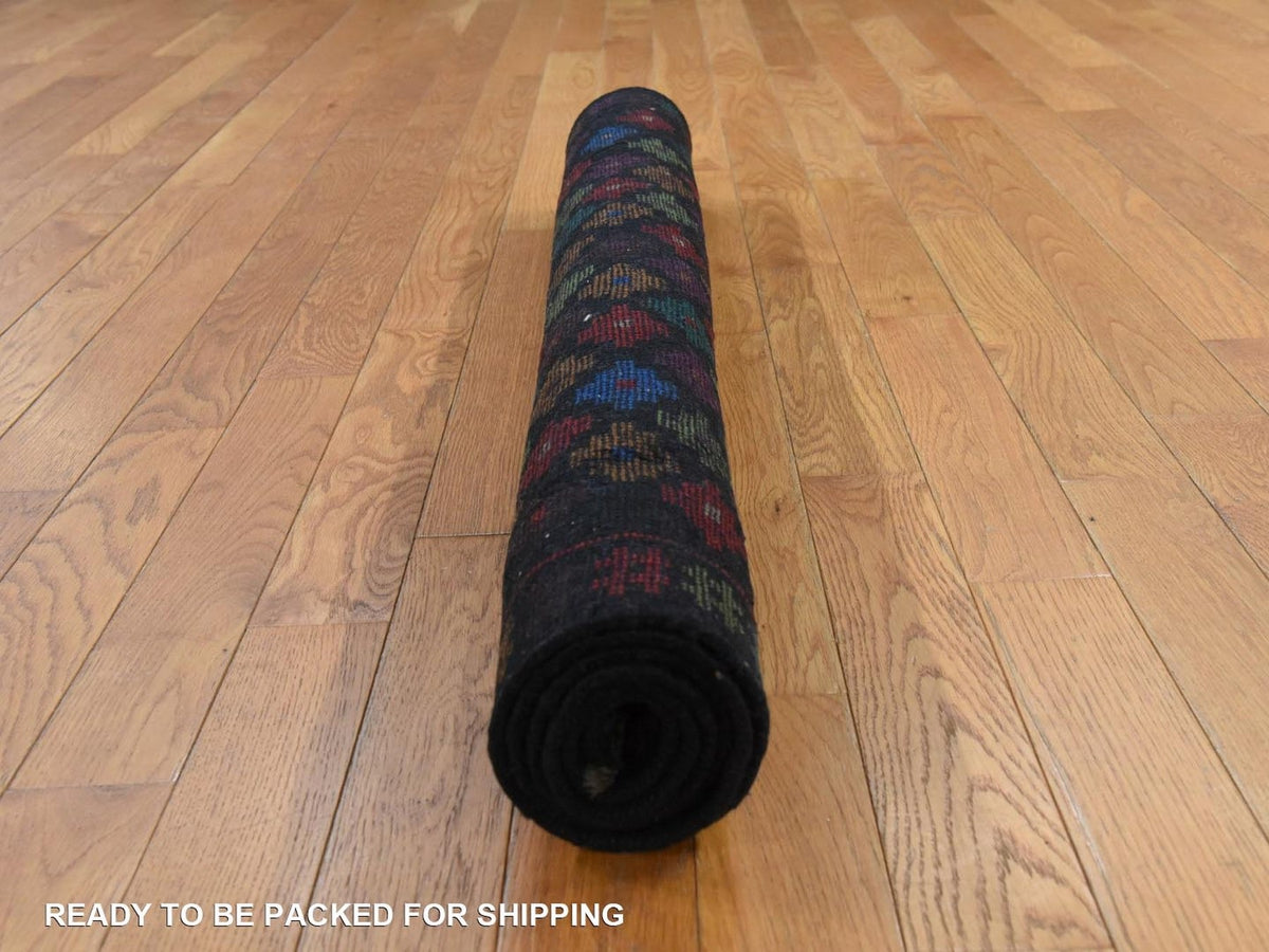 Baluch Tribal hand-knotted wool rug in Black, 3'5" x 5', SKU O078806 (view 8)