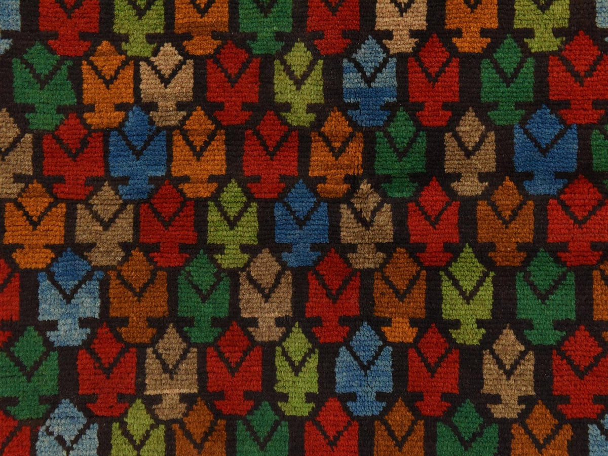 Baluch Tribal hand-knotted wool rug in Black, 3'5" x 4'8", SKU O078807 (view 4)