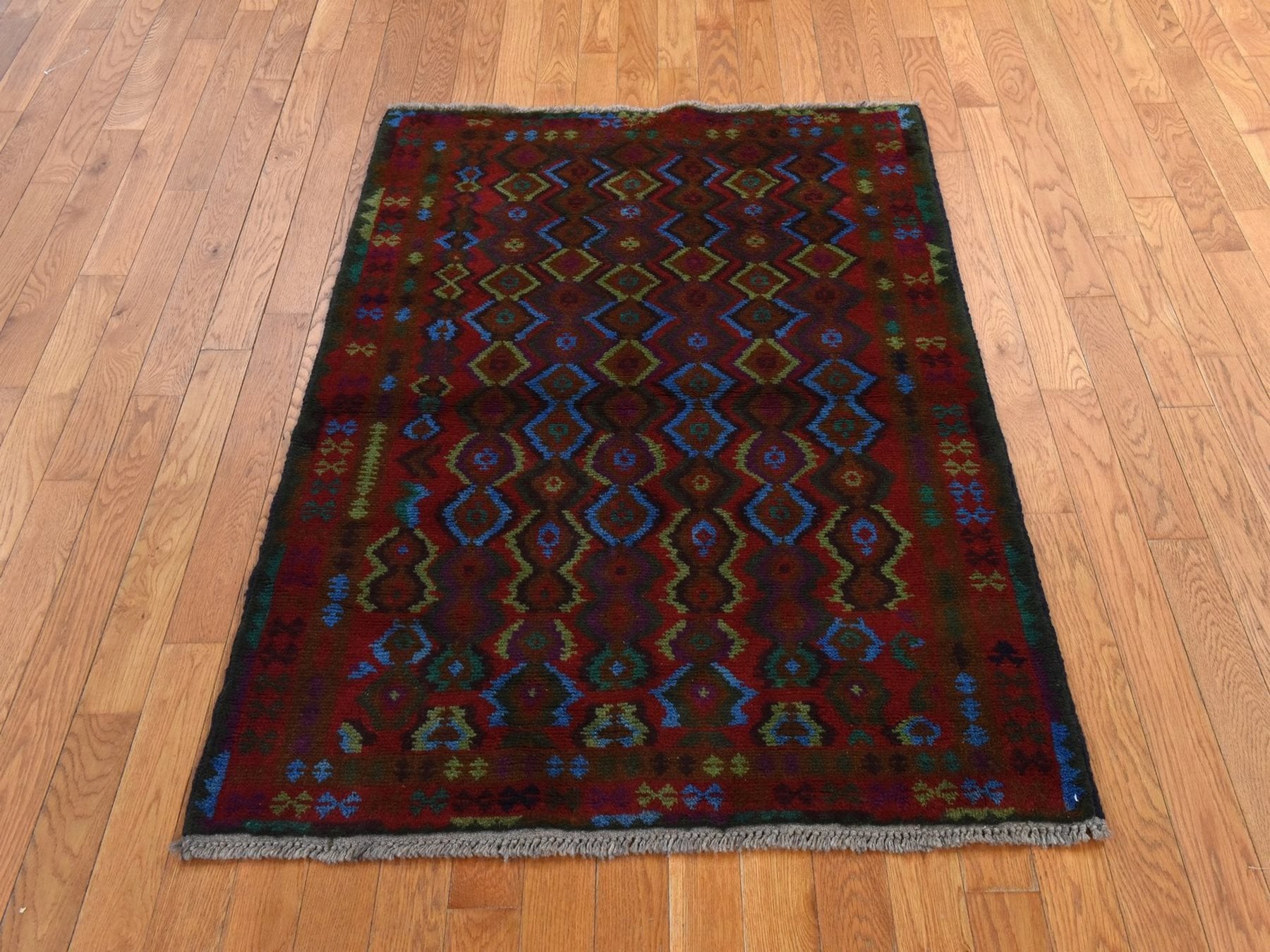 Baluch Tribal hand-knotted wool rug in Red, 3'5" x 4'8", SKU O078808 (view 2)