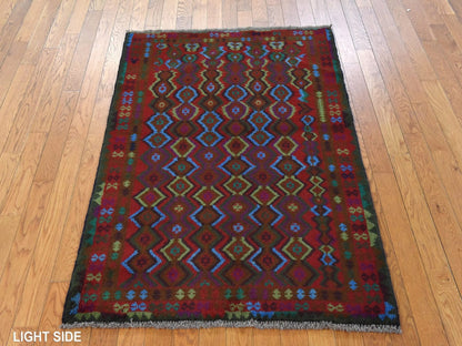 Baluch Tribal hand-knotted wool rug in Red, 3'5" x 4'8", SKU O078808 (view 3)