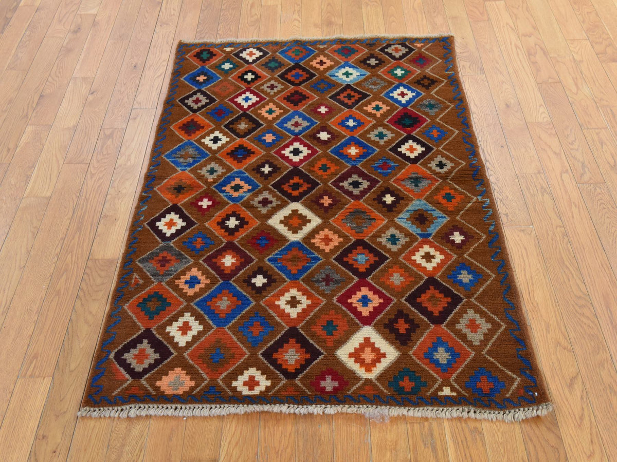Baluch Tribal hand-knotted wool rug in Brown, 3'5" x 4'10", SKU O078809 (view 2)