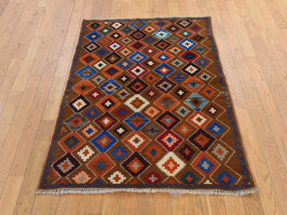 Baluch Tribal hand-knotted wool rug in Brown, 3'5" x 4'10", SKU O078809 (view 2)