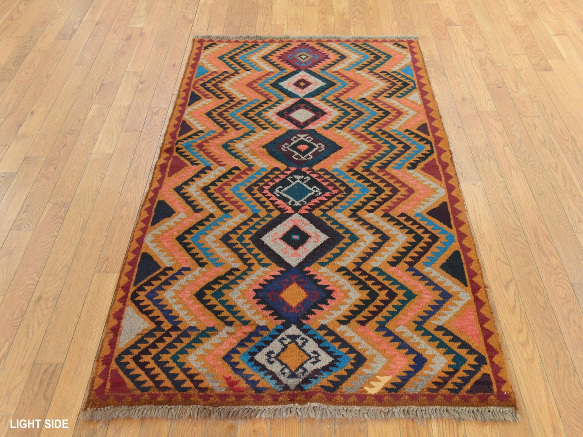 Baluch Tribal hand-knotted wool rug in Brown, 3'9" x 6'3", SKU O078810 (view 2)