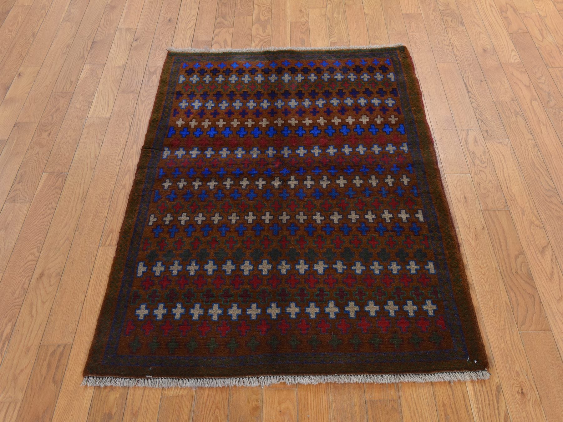 Baluch Tribal hand-knotted wool rug in Brown, 3'3" x 4'7", SKU O078811 (view 2)