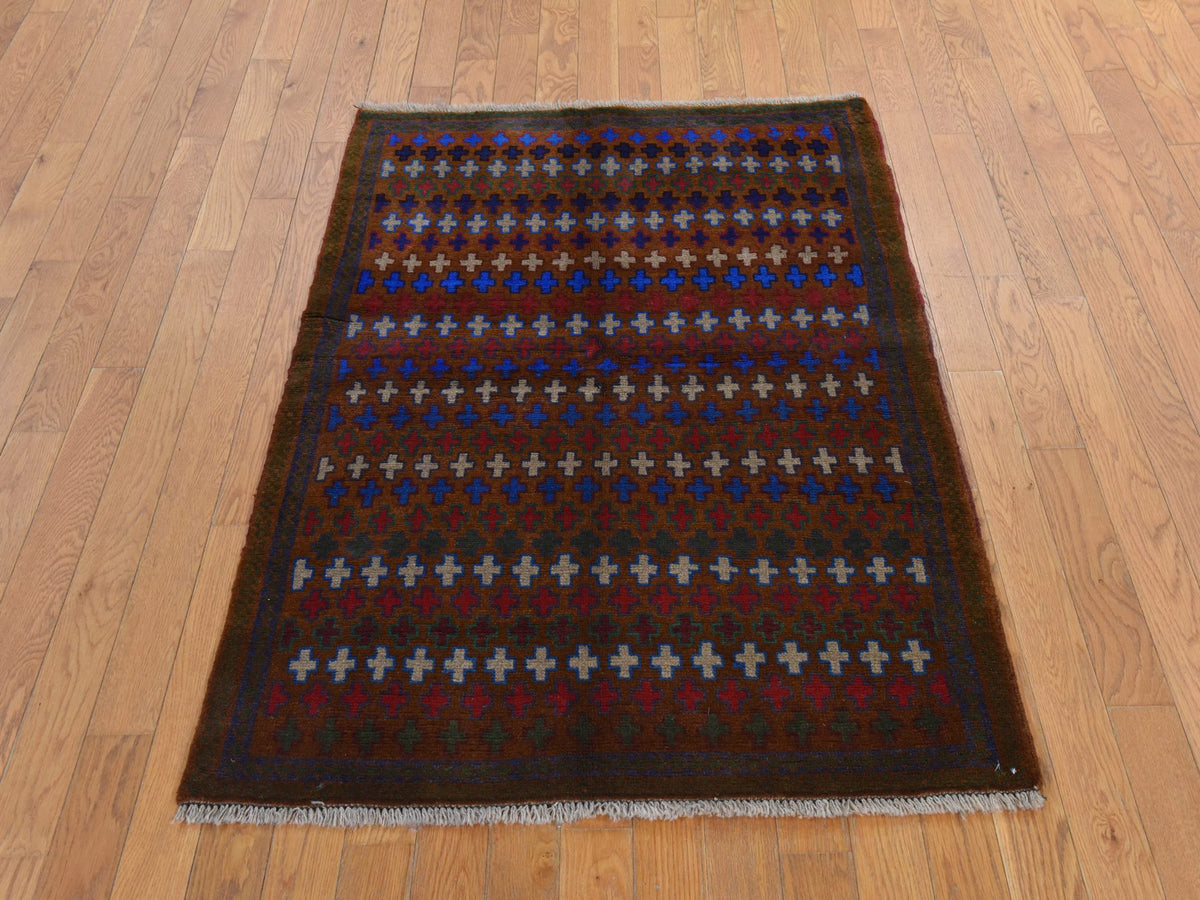 Baluch Tribal hand-knotted wool rug in Brown, 3'3" x 4'7", SKU O078811 (view 2)