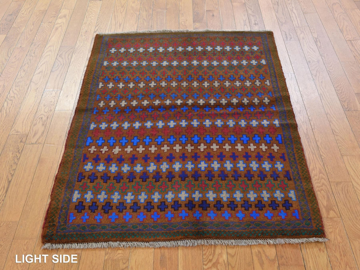 Baluch Tribal hand-knotted wool rug in Brown, 3'3" x 4'7", SKU O078811 (view 3)