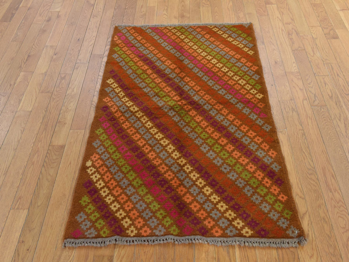 Baluch Tribal hand-knotted wool rug in Brown, 3'3" x 4'10", SKU O078812 (view 2)