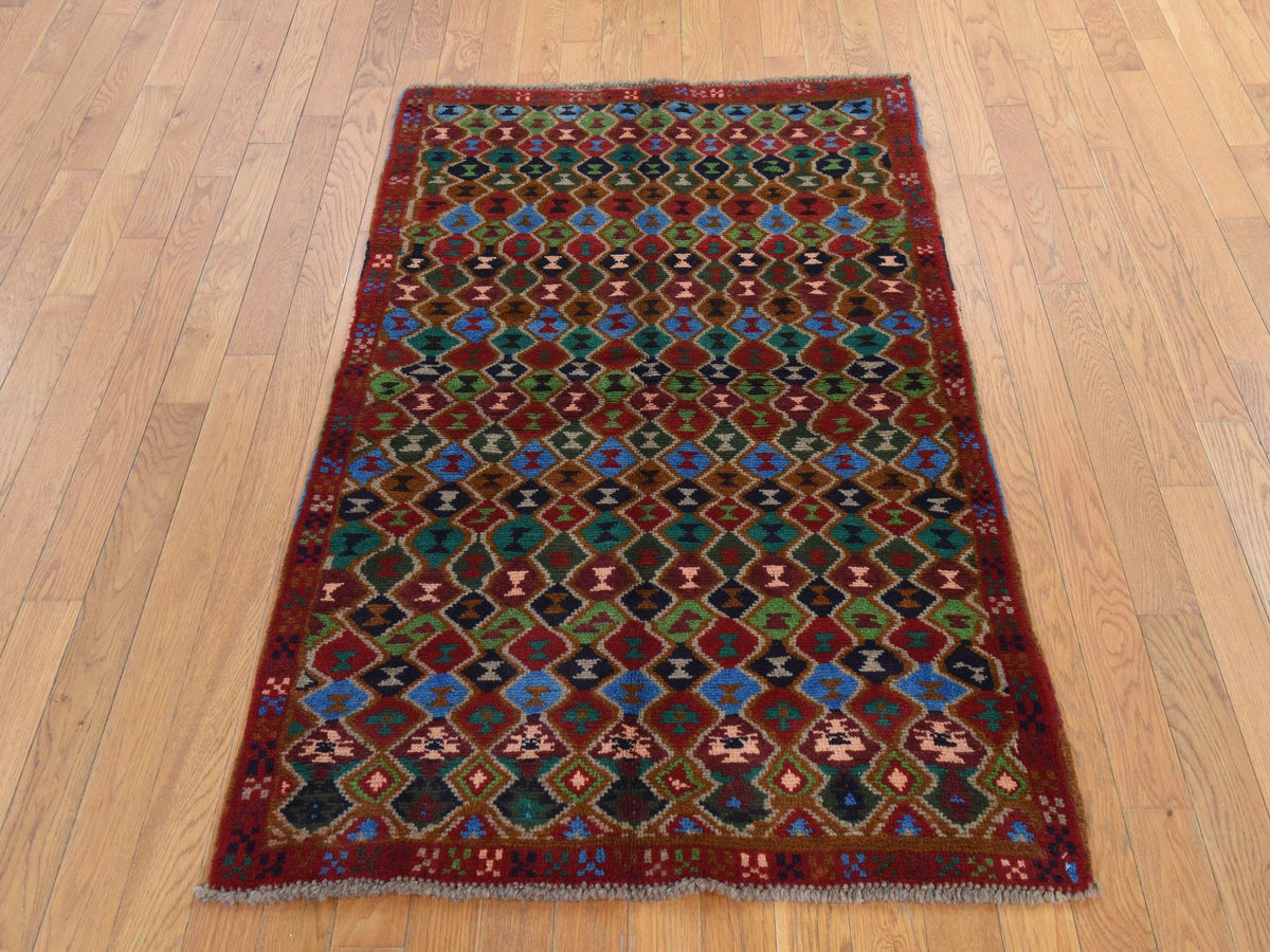 Baluch Tribal hand-knotted wool rug in Red, 3'3" x 5', SKU O078814 (view 2)