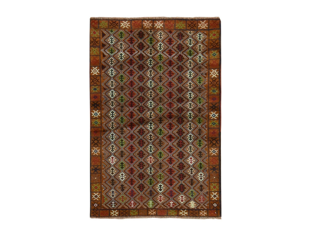 Baluch Tribal hand-knotted wool rug in Brown, 3'1" x 4'8", SKU O078815
