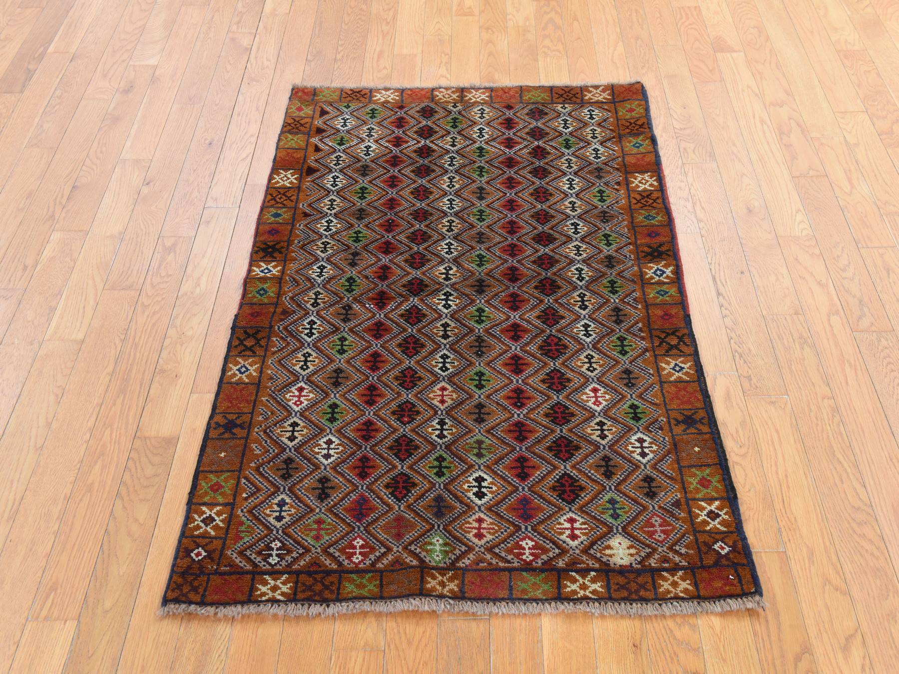Baluch Tribal hand-knotted wool rug in Brown, 3'1" x 4'8", SKU O078815 (view 2)