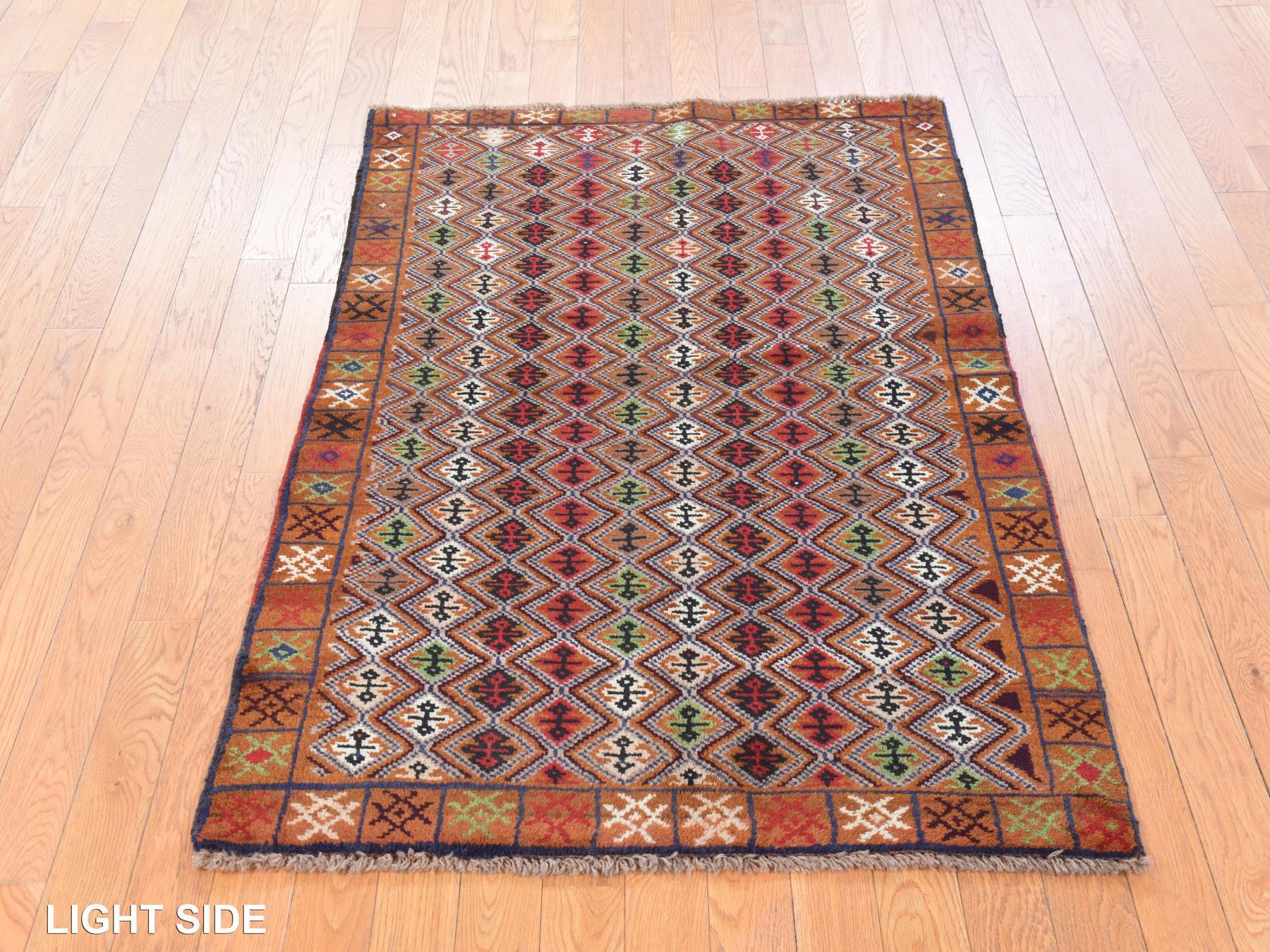 Baluch Tribal hand-knotted wool rug in Brown, 3'1" x 4'8", SKU O078815 (view 3)