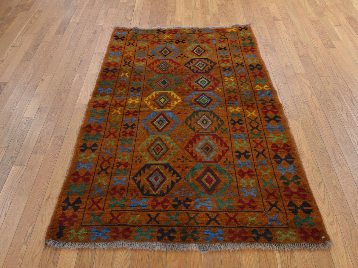 Baluch Tribal hand-knotted wool rug in Brown, 4'3" x 6', SKU O078817 (view 2)