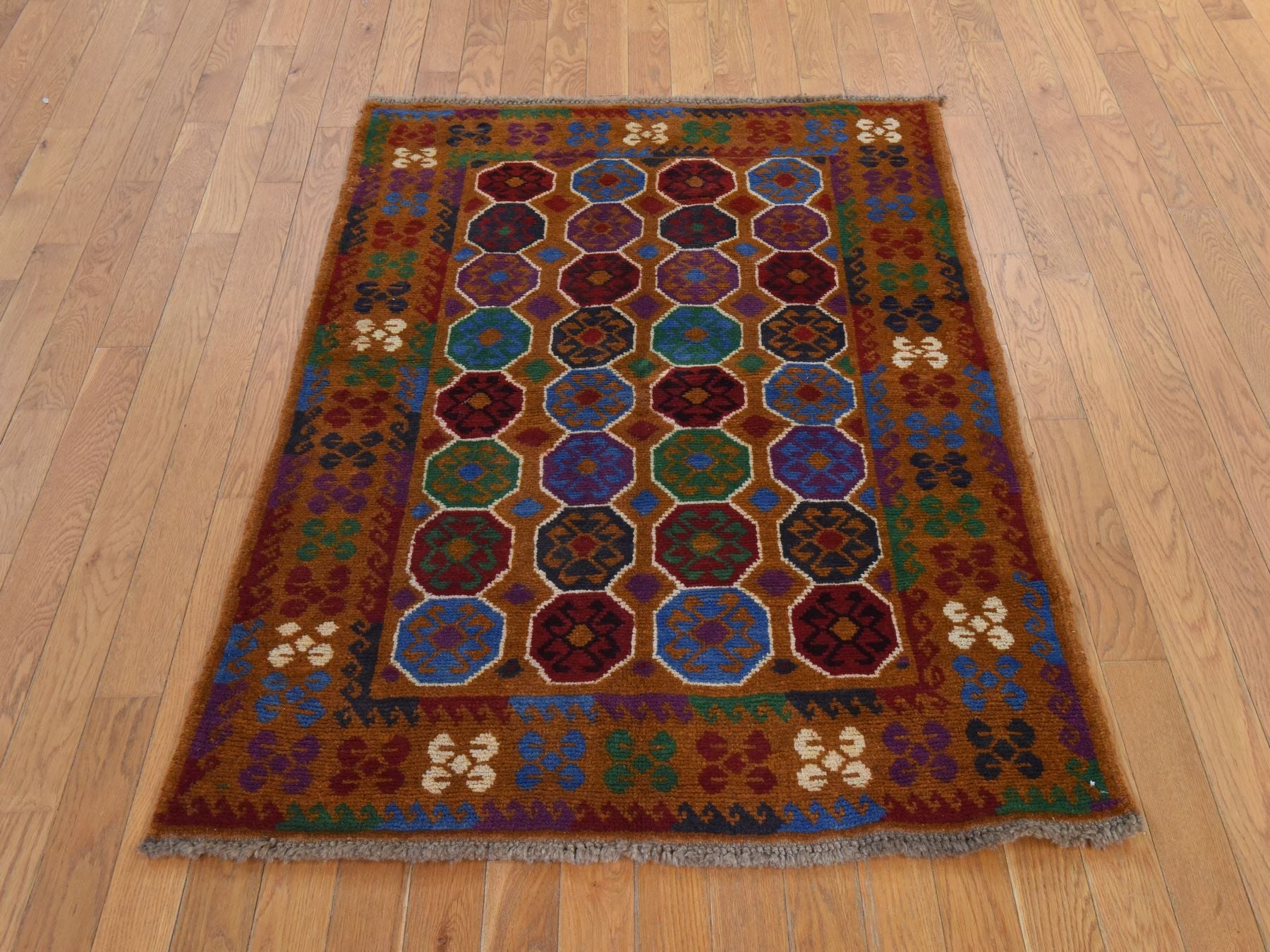 Baluch Tribal hand-knotted wool rug in Brown, 3'6" x 4'9", SKU O078818 (view 2)