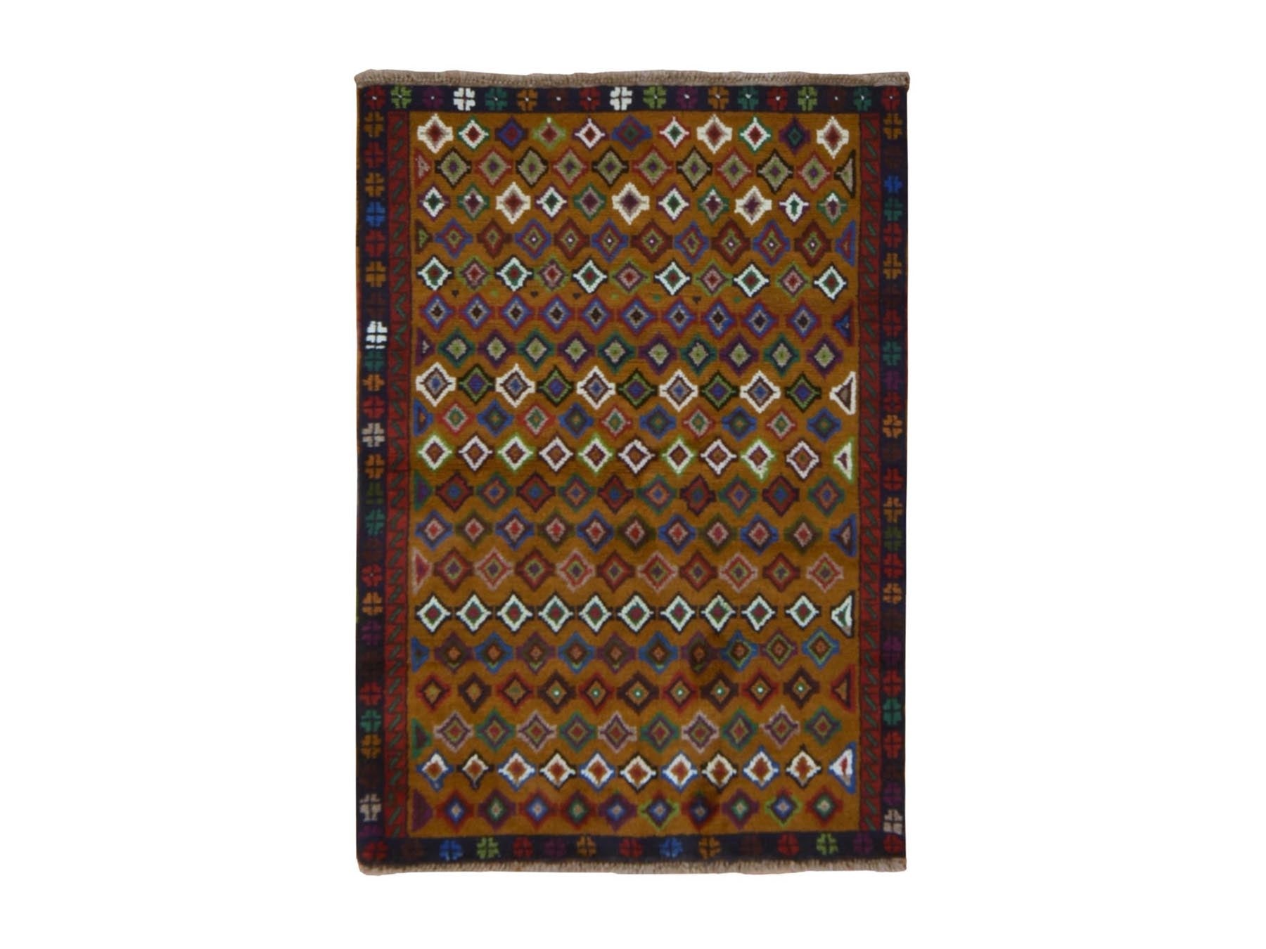 Baluch Tribal hand-knotted wool rug in Brown, 3'3" x 4'8", SKU O078819