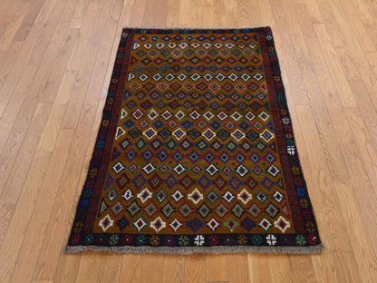 Baluch Tribal hand-knotted wool rug in Brown, 3'3" x 4'8", SKU O078819 (view 2)