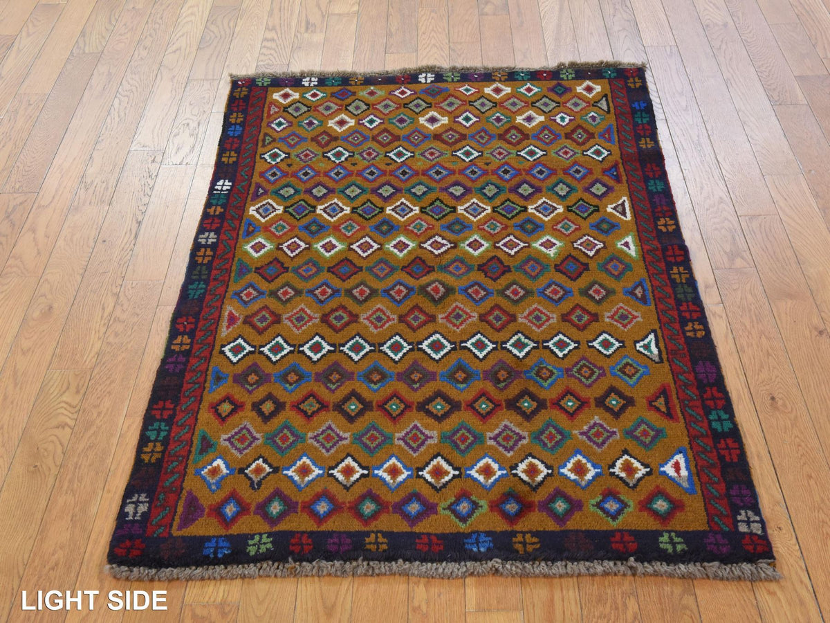 Baluch Tribal hand-knotted wool rug in Brown, 3'3" x 4'8", SKU O078819 (view 3)