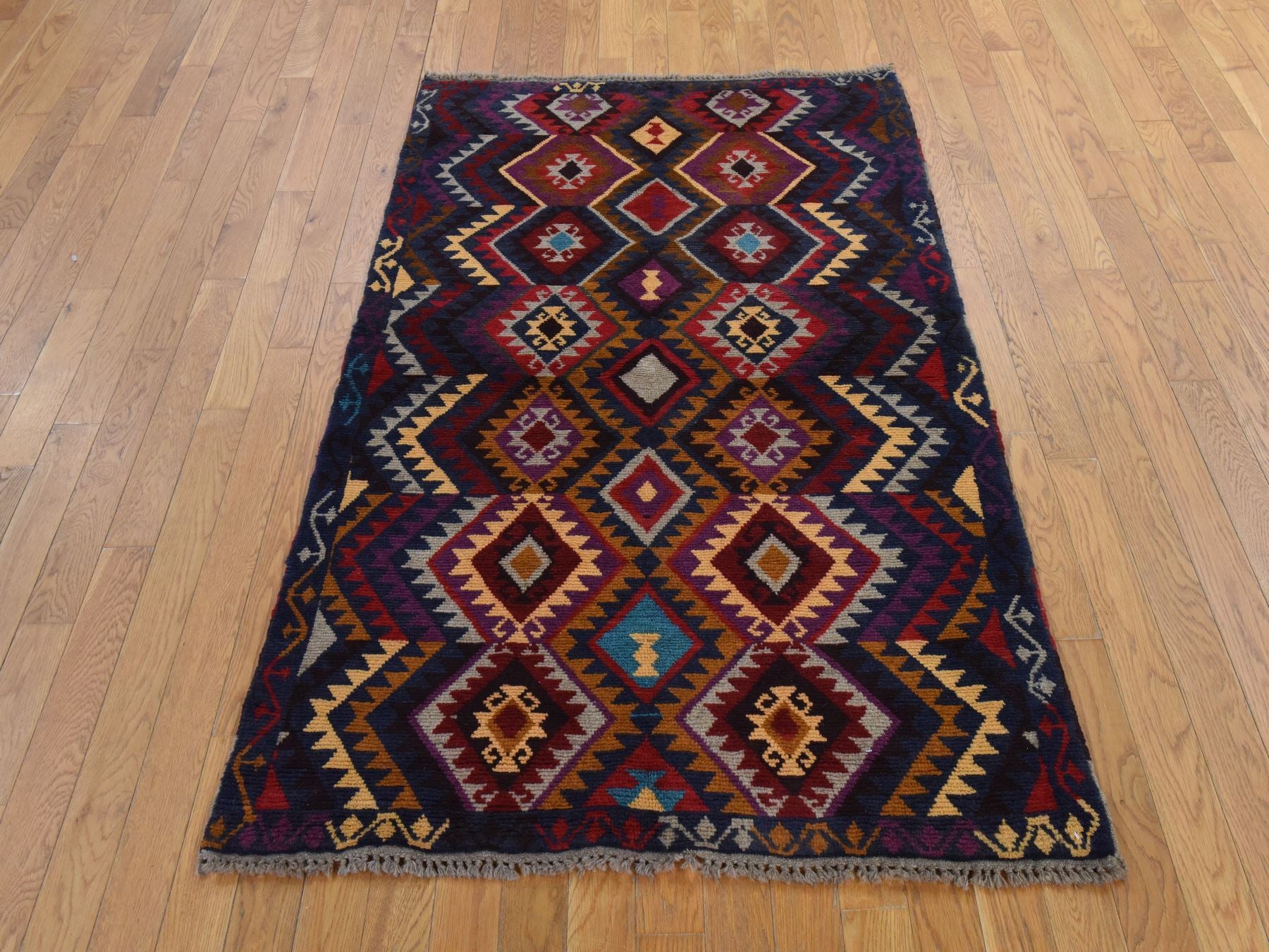 Baluch Tribal hand-knotted wool rug in Blue, 3'8" x 5'7", SKU O078820 (view 2)